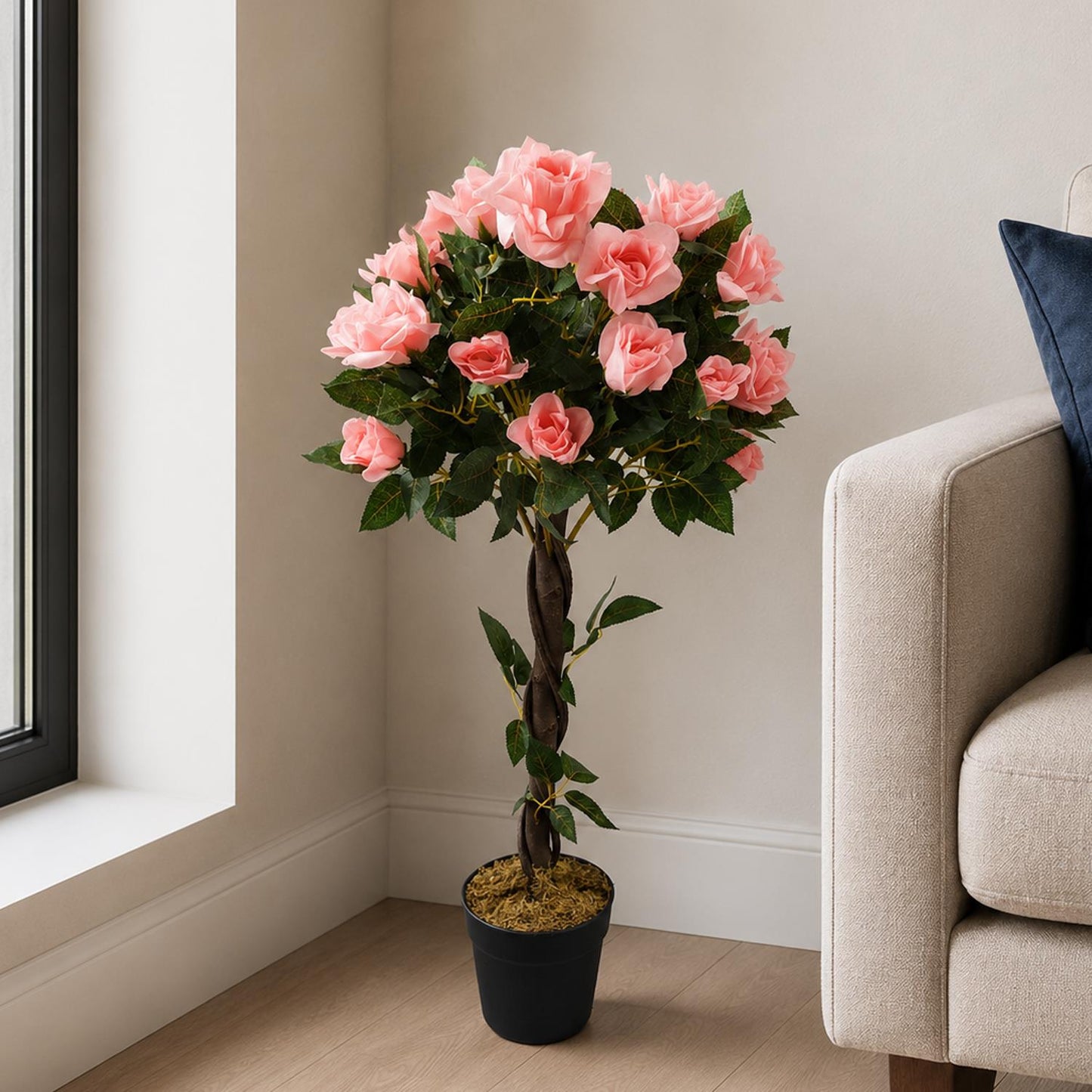 Artificial Pink Rose Tree Wedding Twisted Vine Detail 90cm – image 4