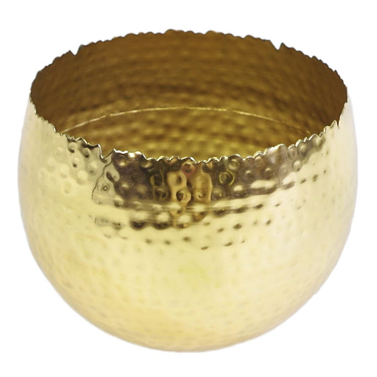 Leaf Large Planter 22 x 17cm Hammered Gold Colour Curvy Edge