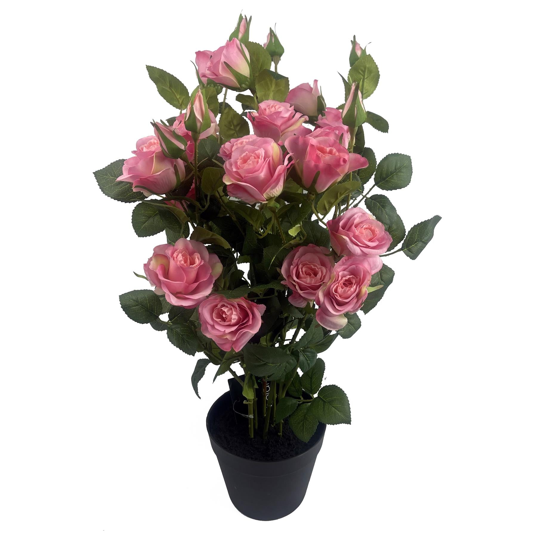 60cm Artificial Premium Rose Bush Pink Silk Flowers and Leaves – image 3