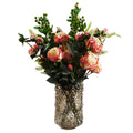 70cm Artificial Pink Peony Arrangement Glass Vase
