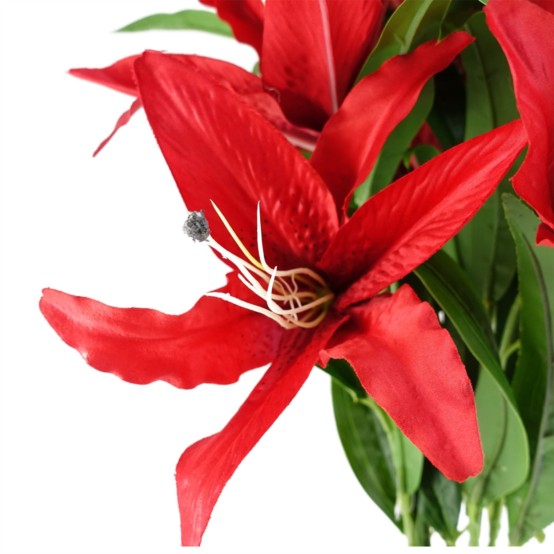 100cm Artificial Large Red Lily Stem 3 Flowers – image 2