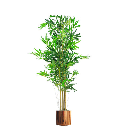 120cm Natural Look Artificial Bamboo Plants Trees with Copper Planter – image 2