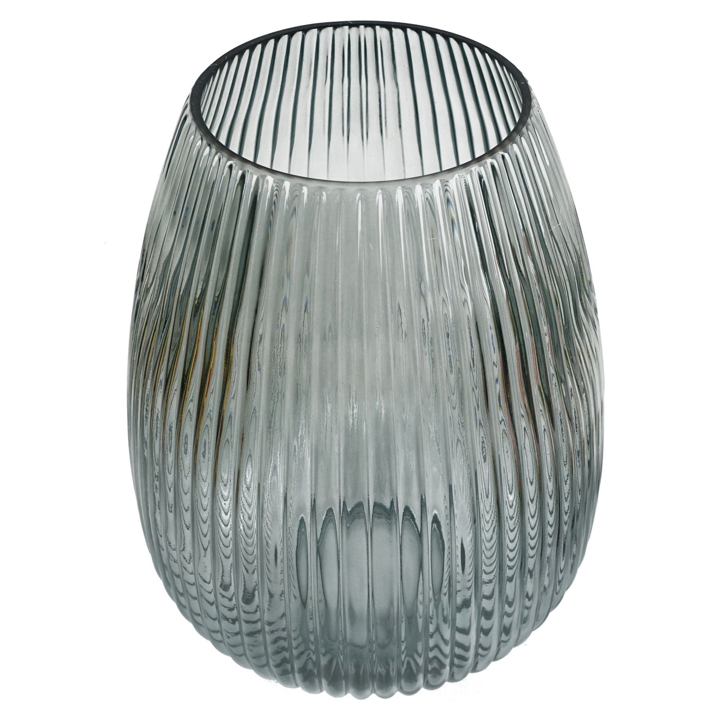 30cm Smoke Grey Ridged Glass Vase – image 3