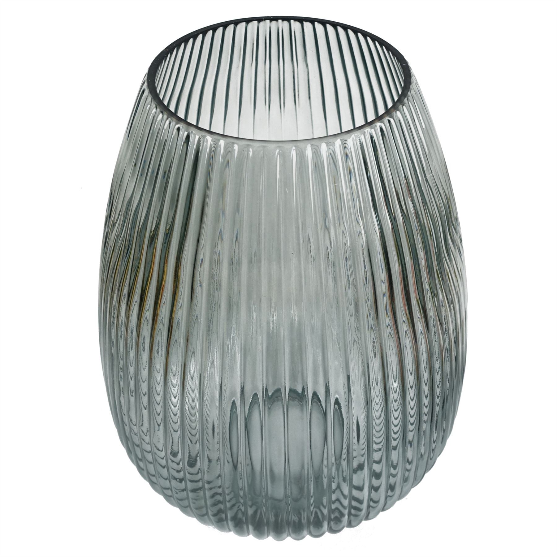 30cm Smoke Grey Ridged Glass Vase – image 3