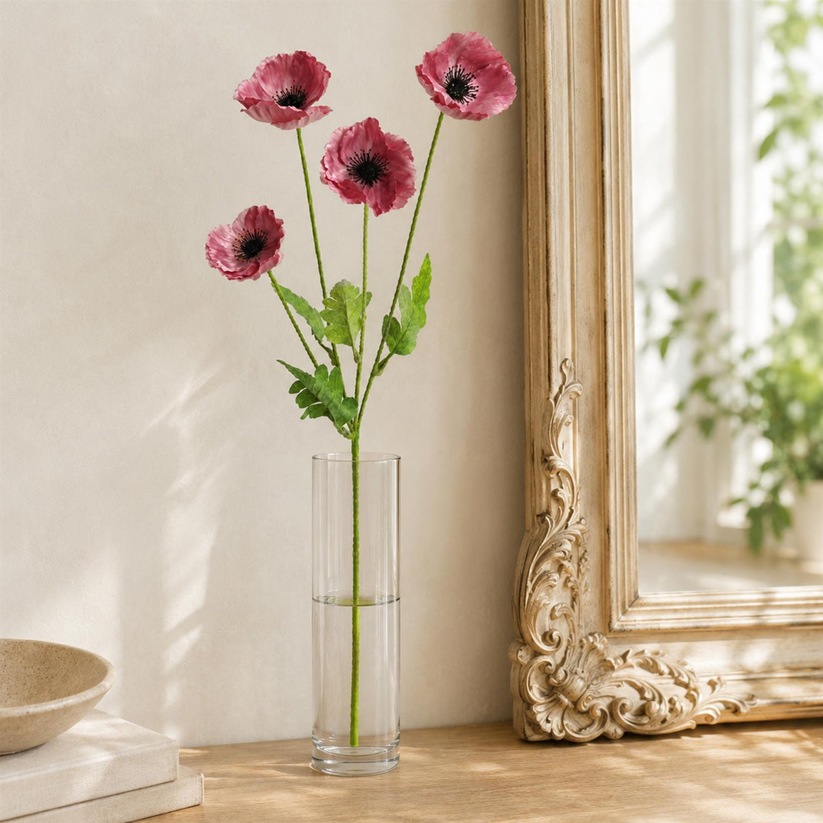 60cm Artificial Purple Poppy Spray - 4 Flowers