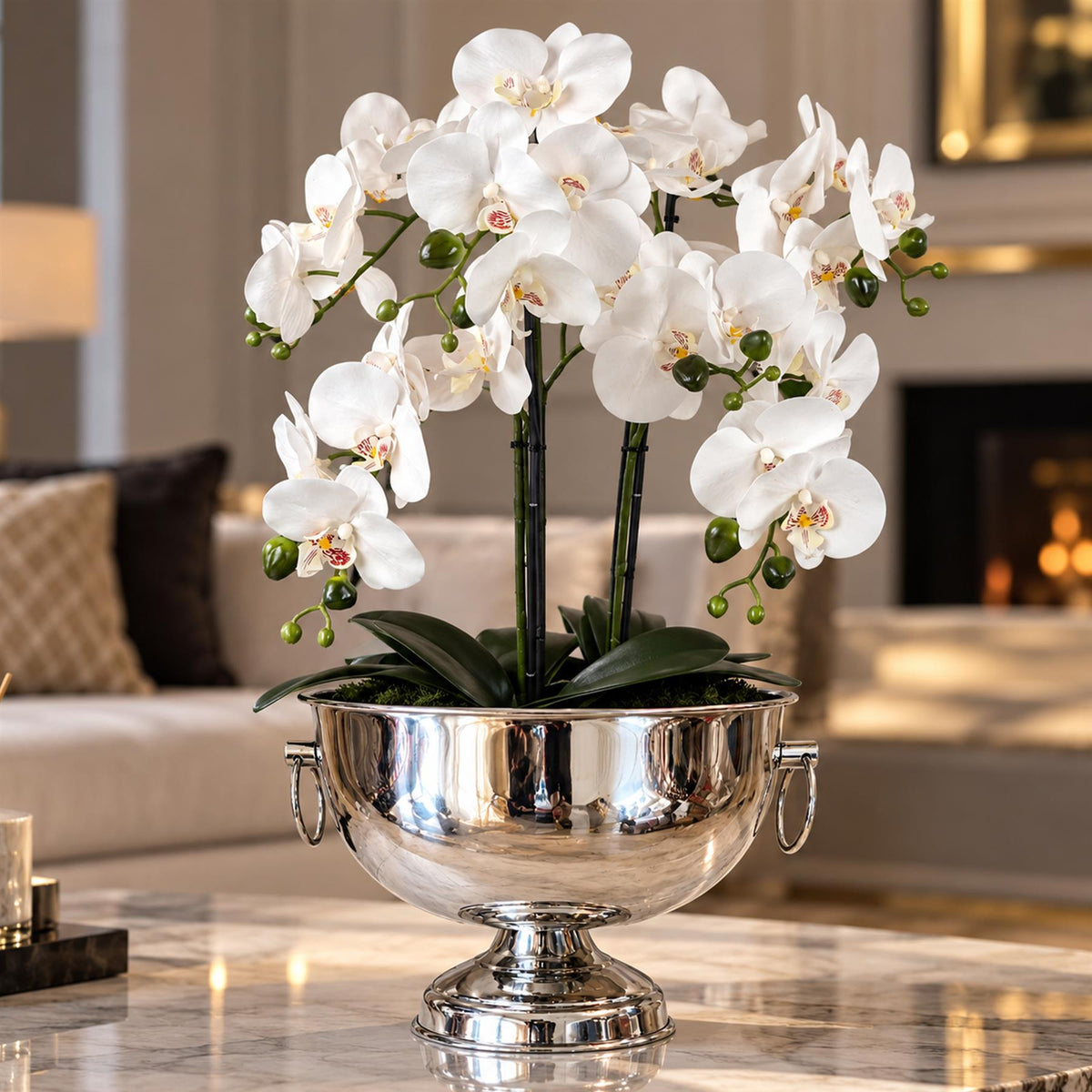 21cm Large Silver Champagne Bowl Metal Planter
