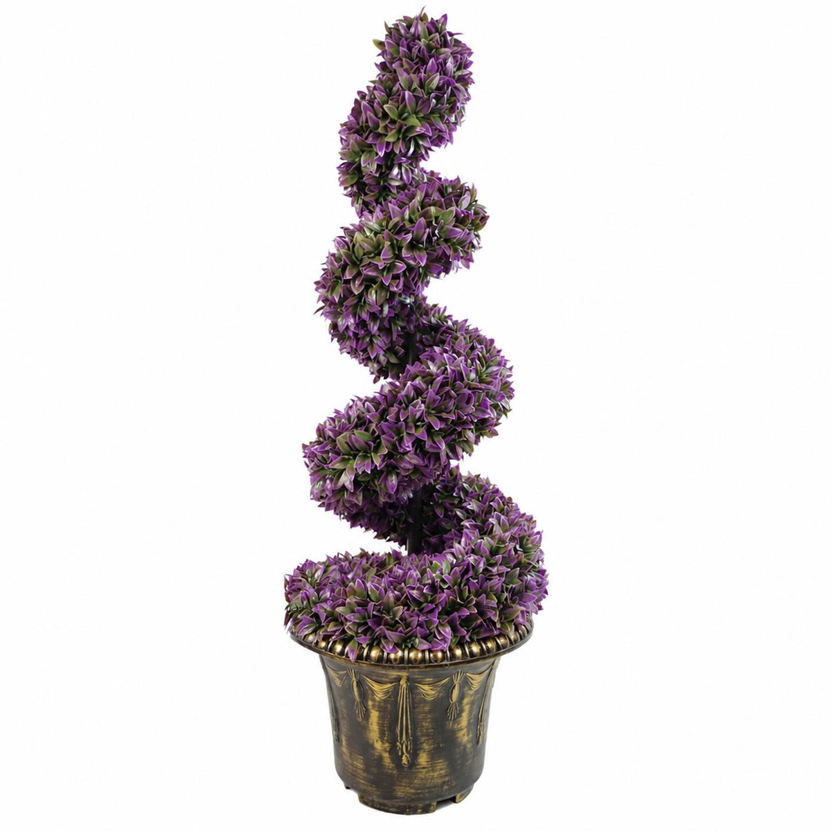 90cm Artificial Purple Large Leaf Spiral with Decorative Planter