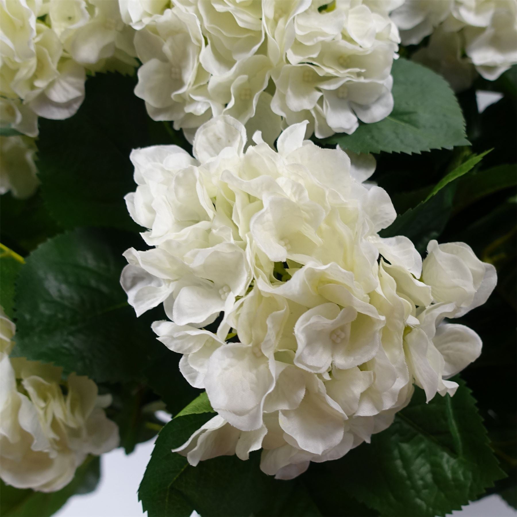 Artificial 70cm White Bush Hydrangea Plant Potted – image 3