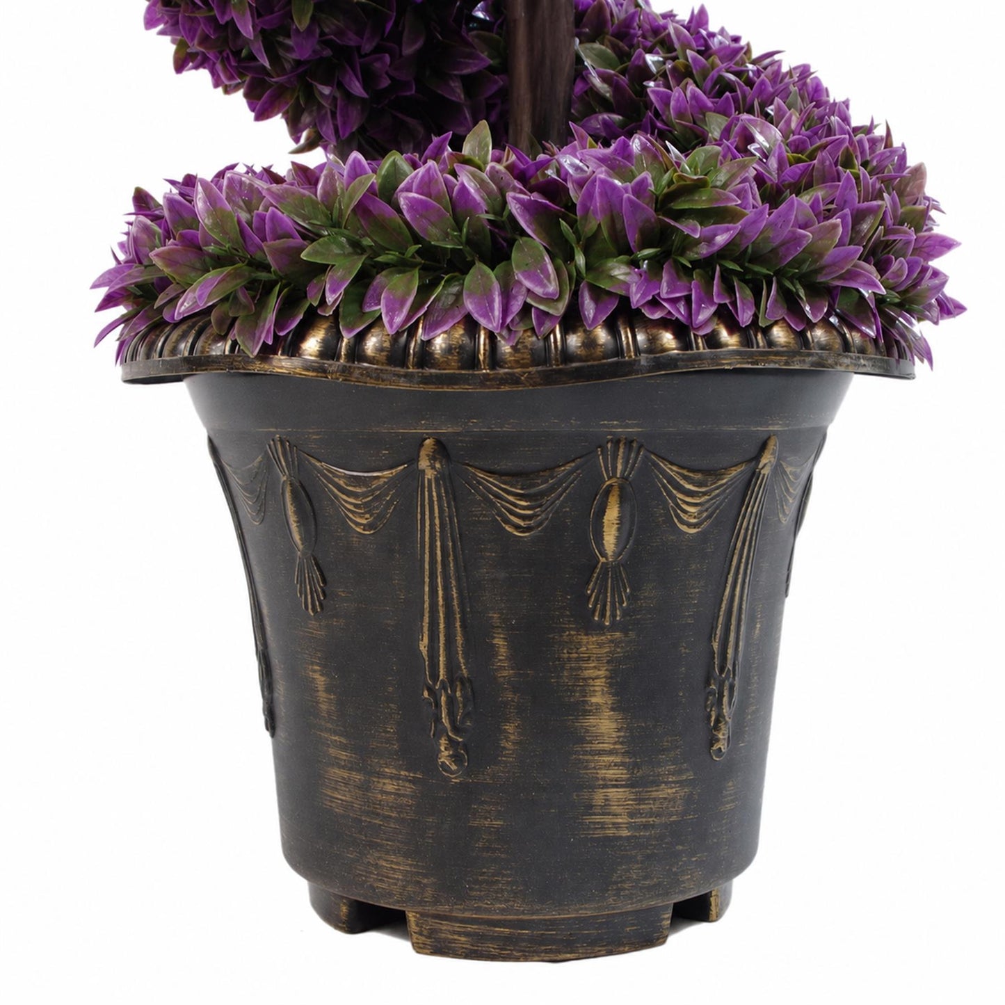 120cm Artificial Purple Large Leaf Spiral with Decorative Planter