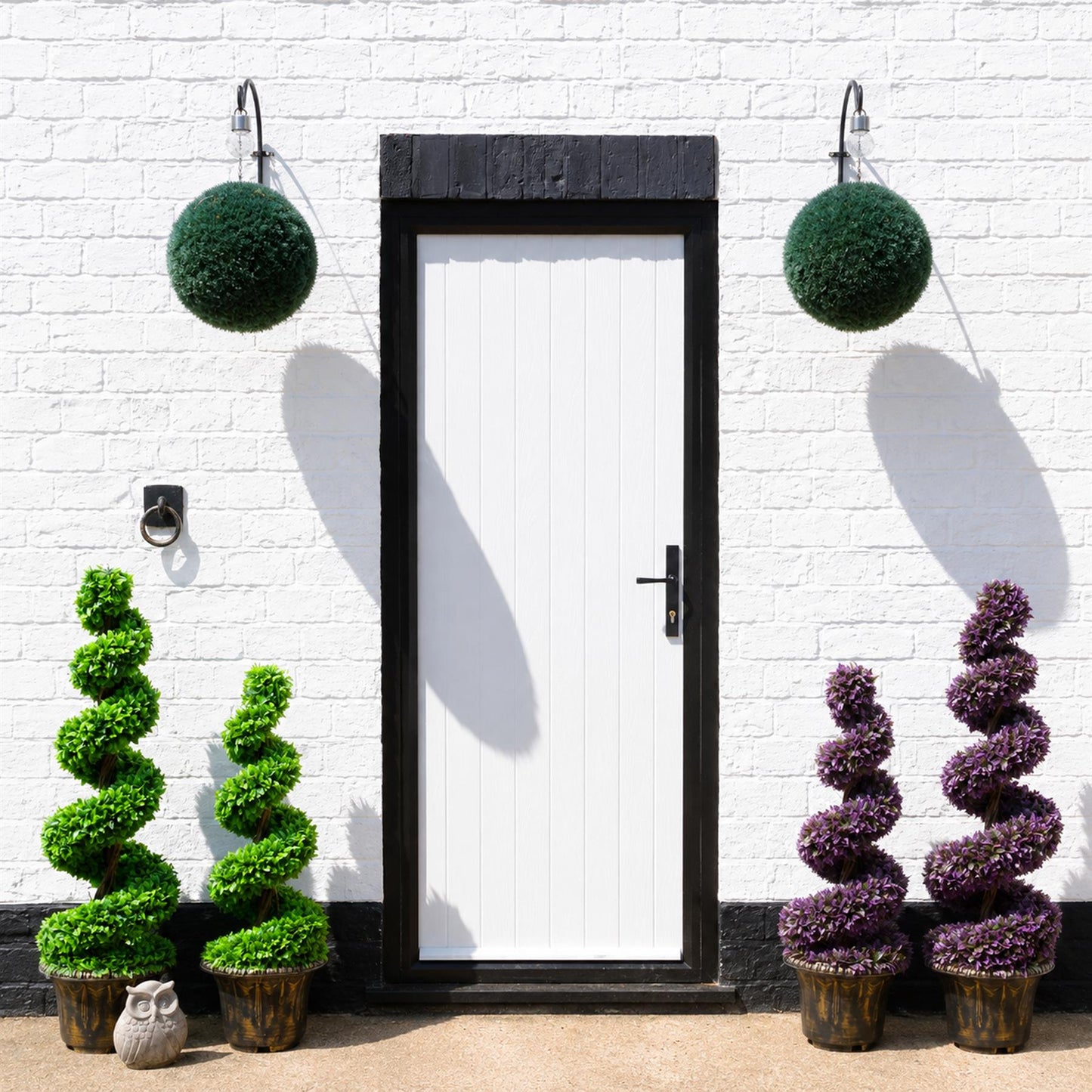90cm Artificial Pair of Green Leaf Spiral Topiary Trees with Planters