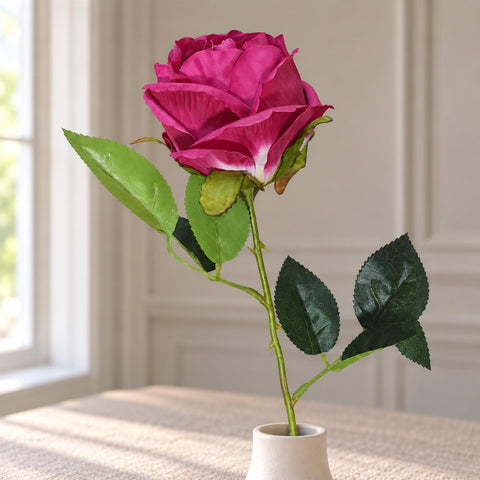 55cm Artificial Burgundy Rose Stem