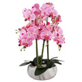 Artificial 60cm Orchid Pink Marble Effect Ceramic Planter