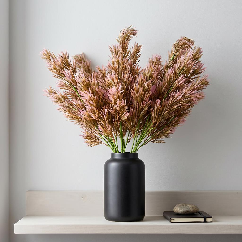 75cm Artificial Pink Heather Fern Bush Stem – image 3