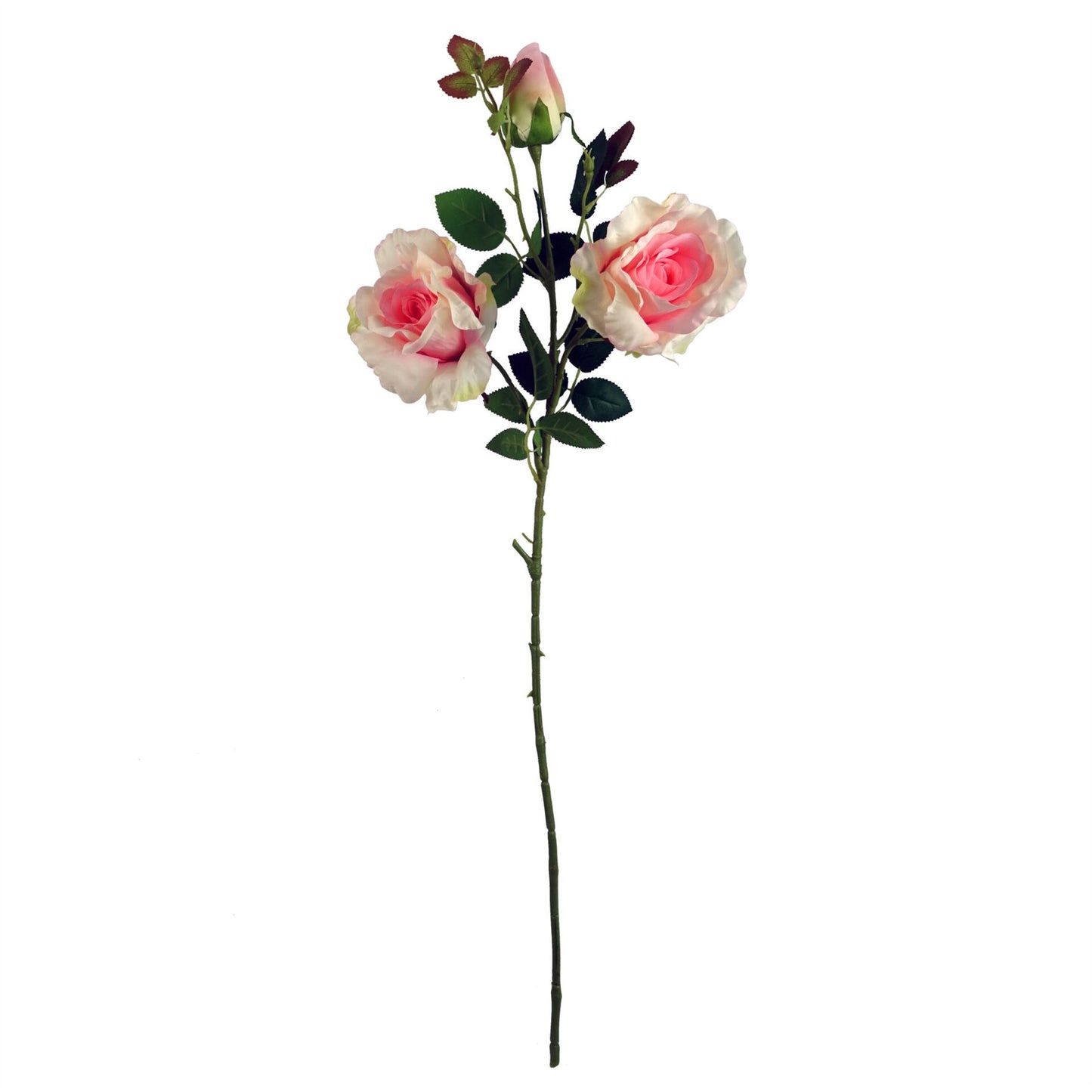80cm Artificial Pink Rose Stem 3 flowers – image 2