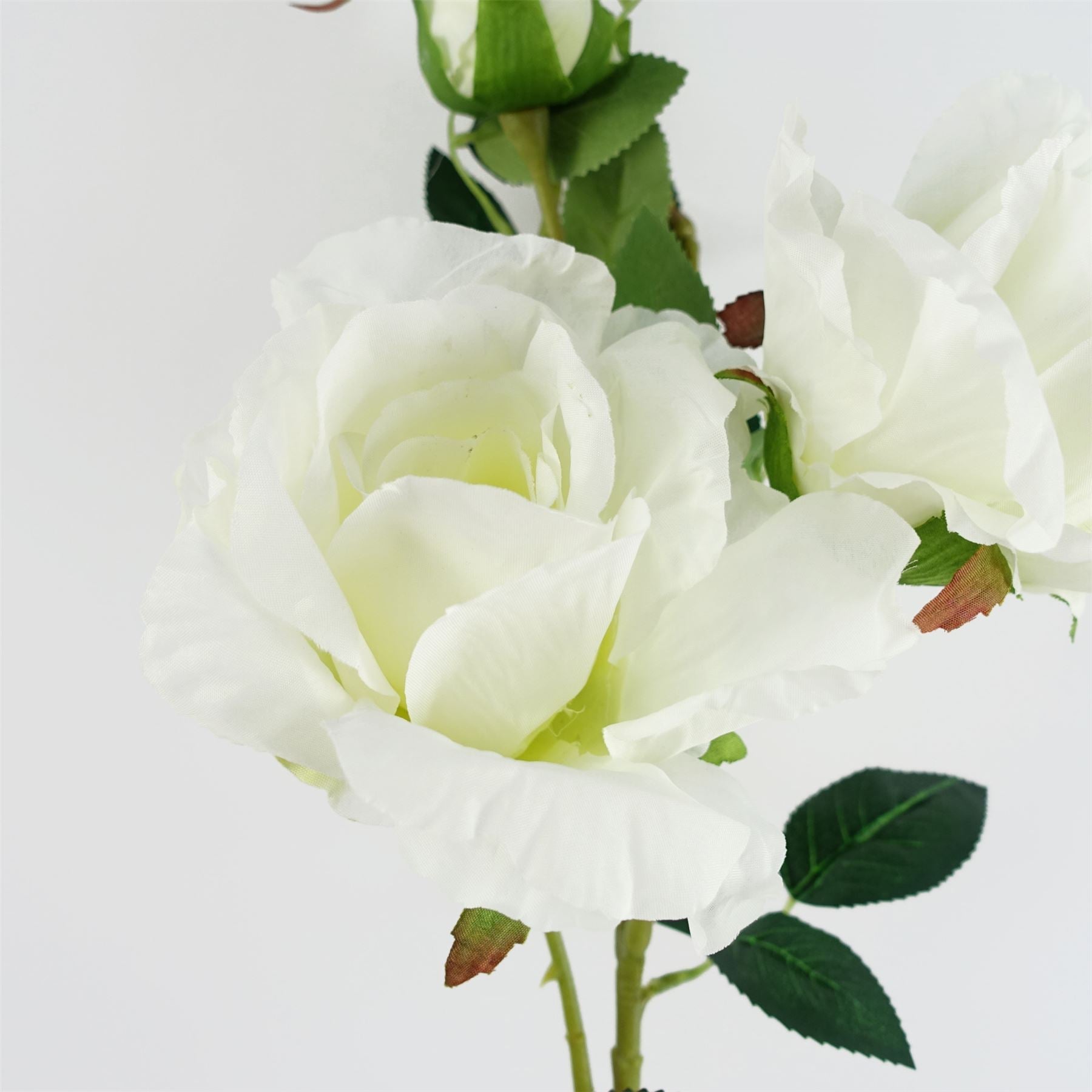 80cm Artificial White Rose Stem 3 flowers – image 3