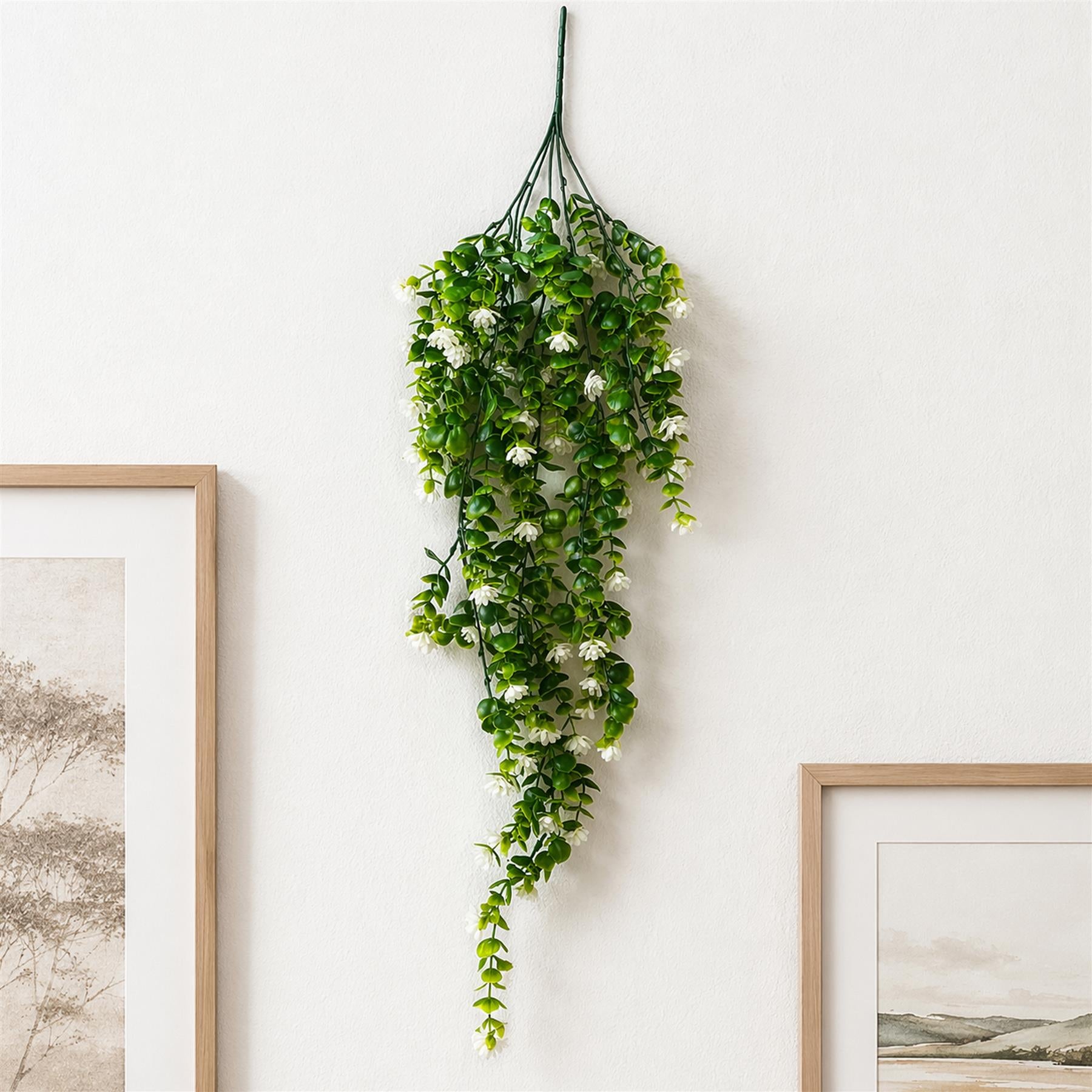 70cm Artificial Trailing Green White Flowering Hanging Plant Foliage – image 3