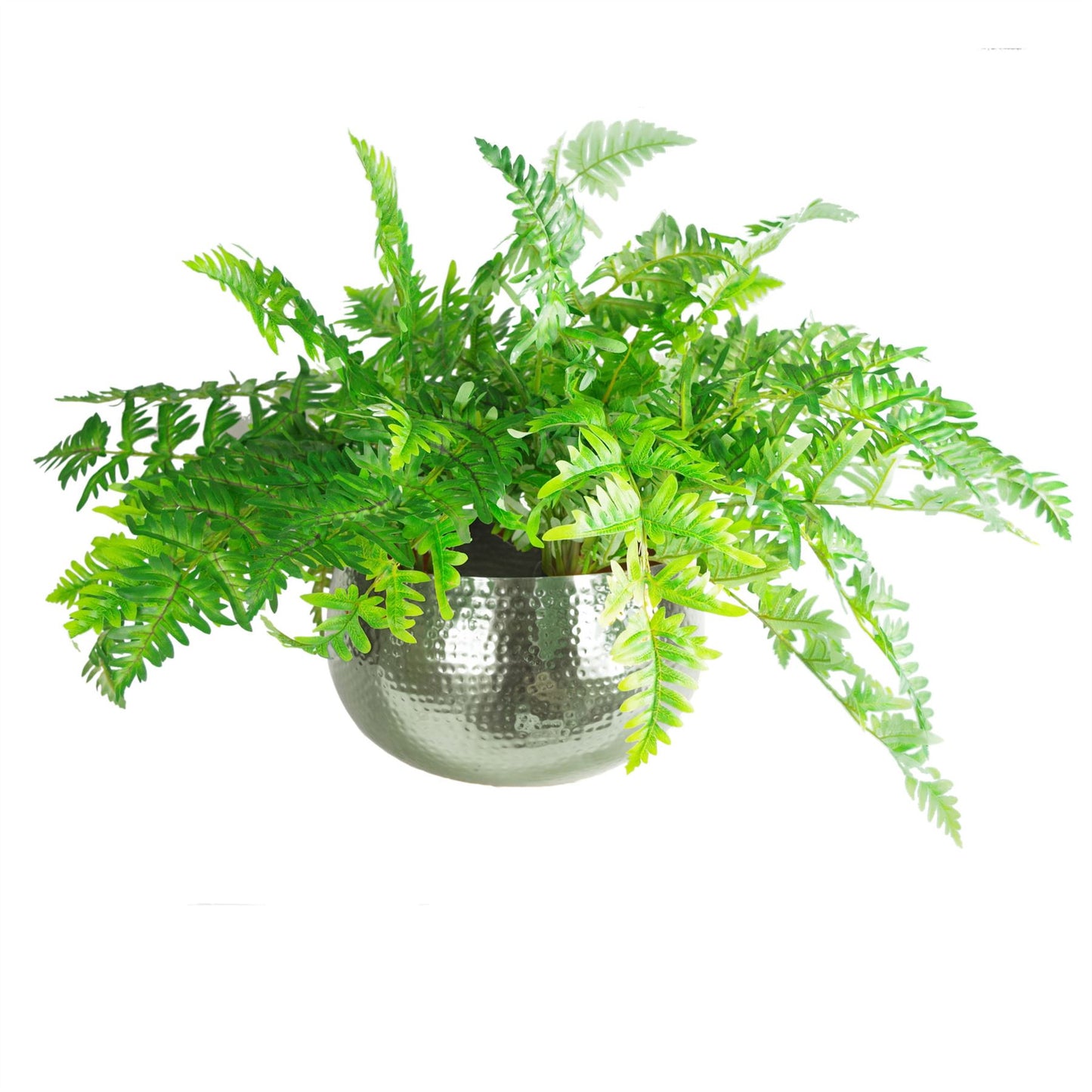 Leaf Metal Bowl Planter 32 x 20cm Hammered Silver Colour Straight Edge – image 4