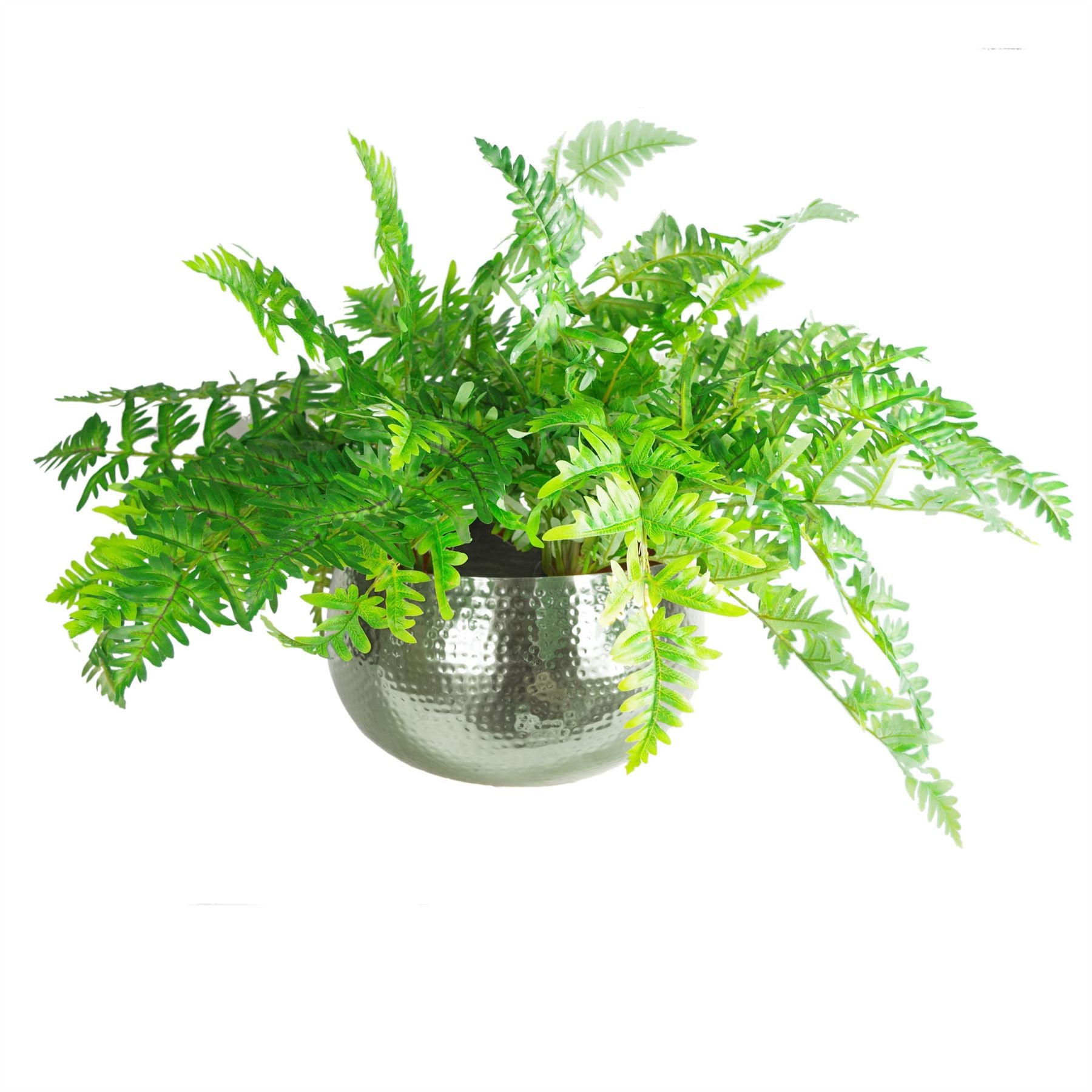 Leaf Metal Bowl Planter 32 x 20cm Hammered Silver Colour Straight Edge – image 4