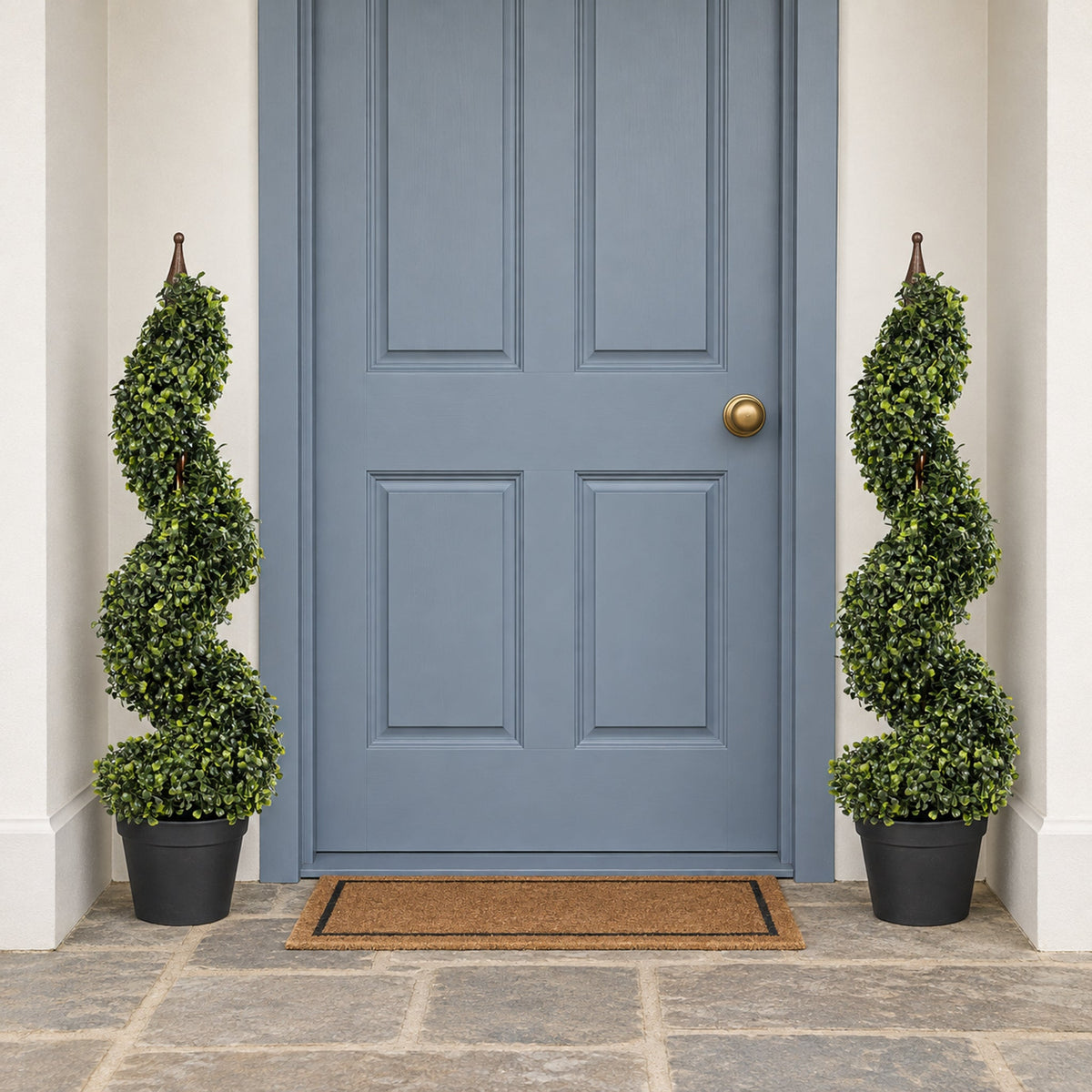Pair of 90cm Tall Artificial Boxwood Tower Trees Topiary Spiral Top