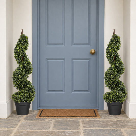 Pair of 90cm Tall Artificial Boxwood Tower Trees Topiary Spiral Top