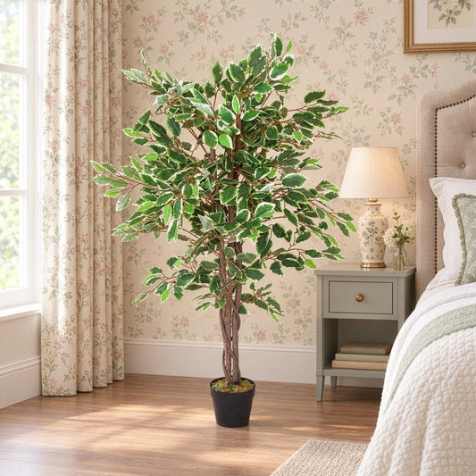 130cm LARGE Realistic White Edge Ficus Artificial Tree