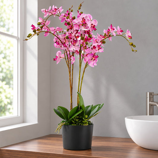 60cm Artificial Luxury Orchid Triple Stem Pink Realistic Plant
