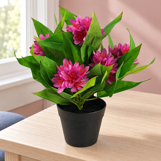 18cm Artificial Freesia Plant Dark Pink Flowering