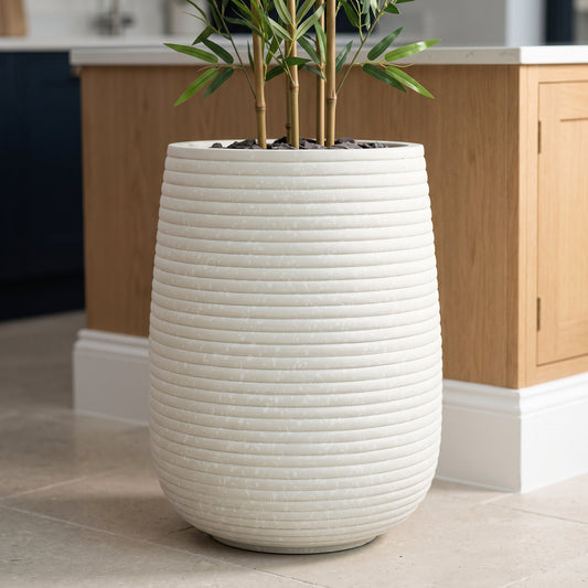 41cm x 30cm Mikos Large Ridged Composite Planter Stone Colour
