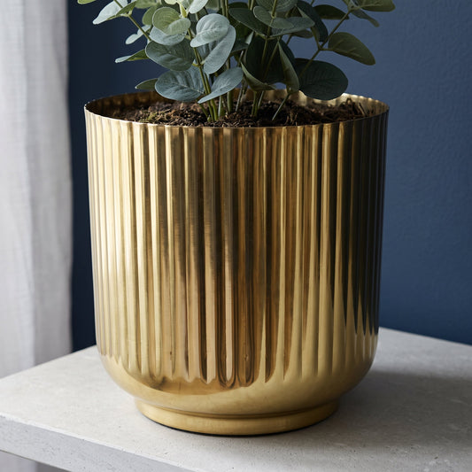 20cm Gold Fluted Planter