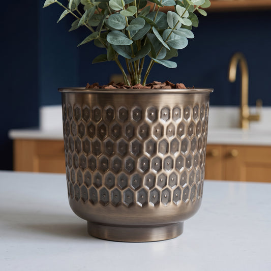 20cm Antique Gold Honeycomb Planter