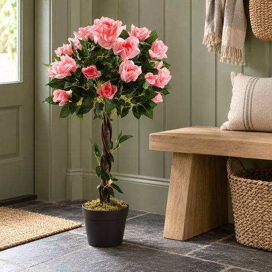 Artificial Pink Rose Tree Wedding Twisted Vine Detail 90cm
