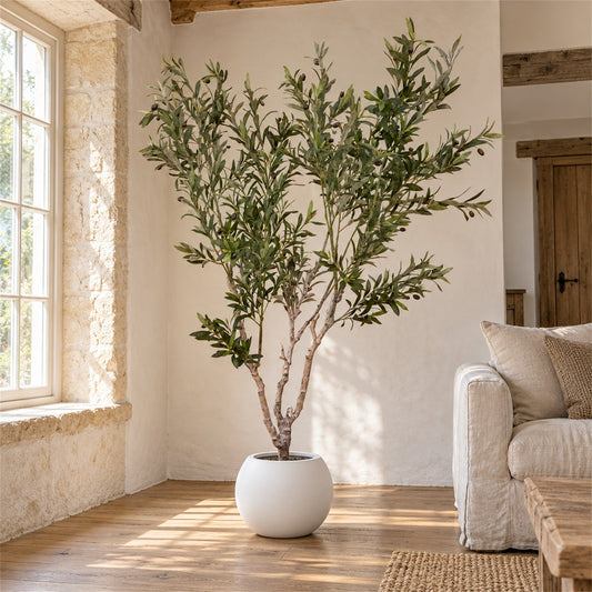 200cm XXL Artificial Olive Tree with Decorative Planter