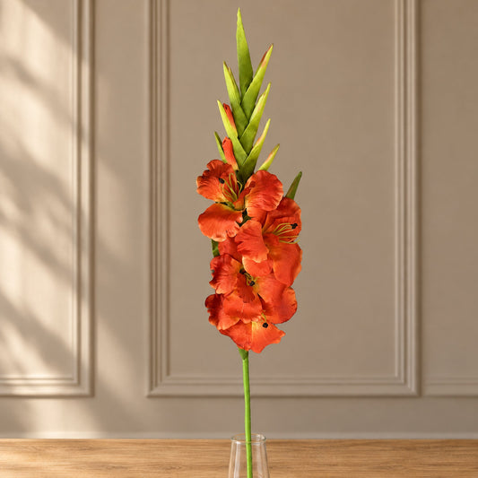 115cm Artificial Orange Gladioli Stem
