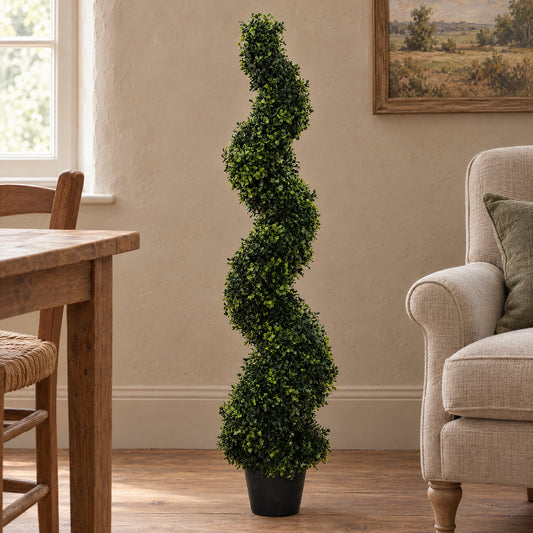 120cm Artificial Natural Boxwood Spiral Topiary