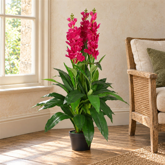 100cm Artificial Cymbidium Orchid Plant Dark Pink Flowers