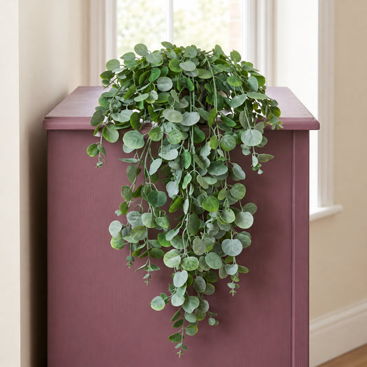 75cm Artificial Round Leaf Hanging Foliage Plant Soft Eucalyptus Green