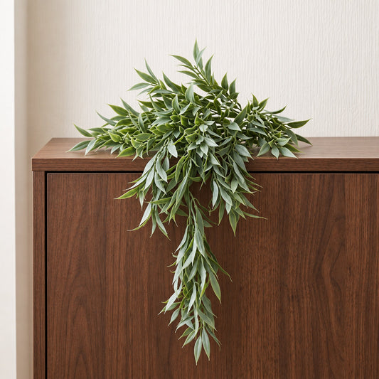 80cm Artificial Italian Ruscus Hanging Plant with Foliage Sage Green