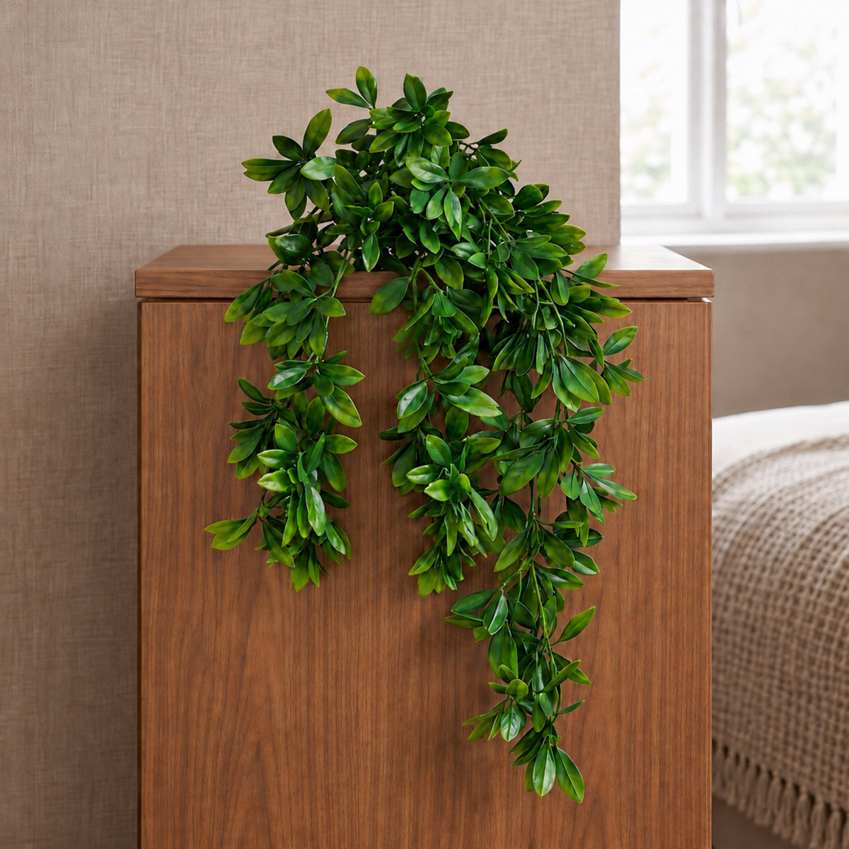 70cm Artificial Trailing Laurel Leaf Hanging Plant Green Foliage