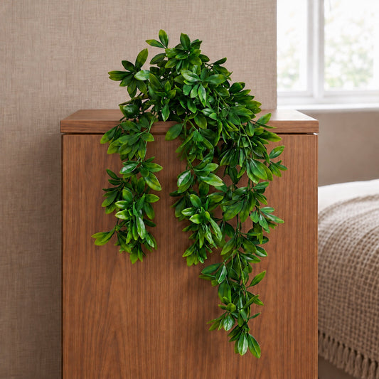 70cm Artificial Trailing Laurel Leaf Hanging Plant Green Foliage