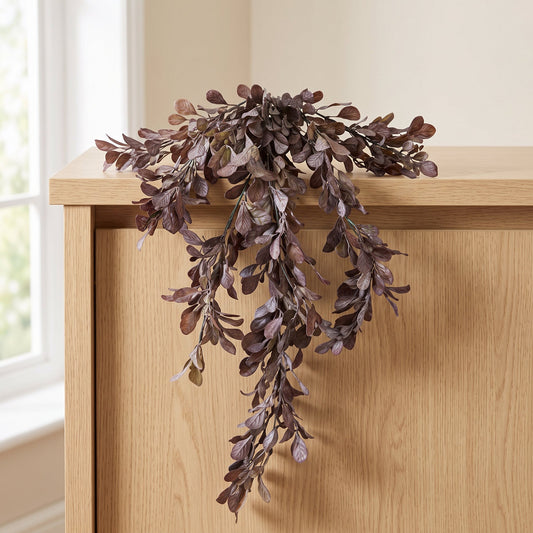 70cm Artificial Trailing Leaf Spray Stem Dusty Purple