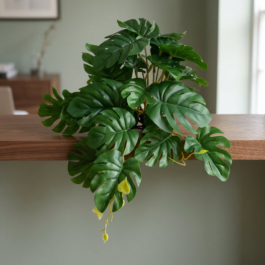 25cm Artificial Realistic Monstera Stem Plant Dark Green