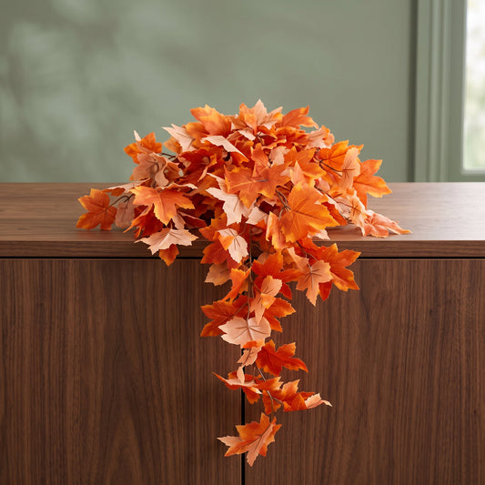 70cm Artificial Trailing Grape Ivy Plant Faux Hanging Foliage Orange