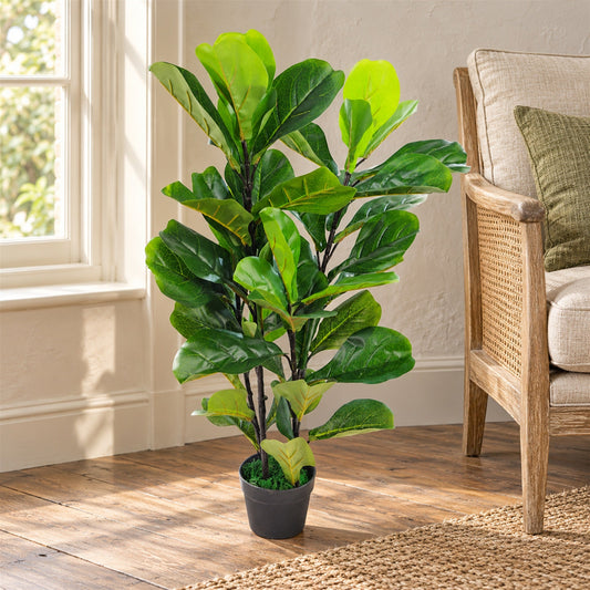 90cm Large Artificial Fiddle Fig Tree Ficus Lyrata Plant