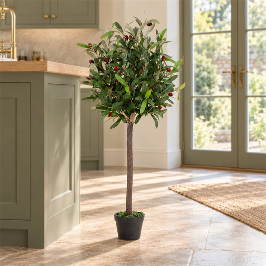 90cm Artificial Olive Bay Style Topiary Fruit Tree