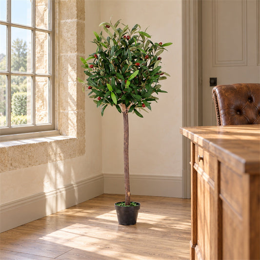 120cm Artificial Olive Bay Style Topiary Fruit Tree