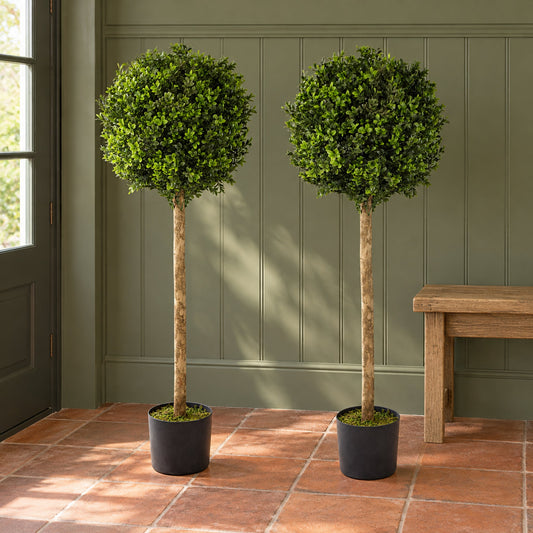 120cm Pair of Pair of 4ft Artificial Boxwood Buxus Ball Topiary Tree