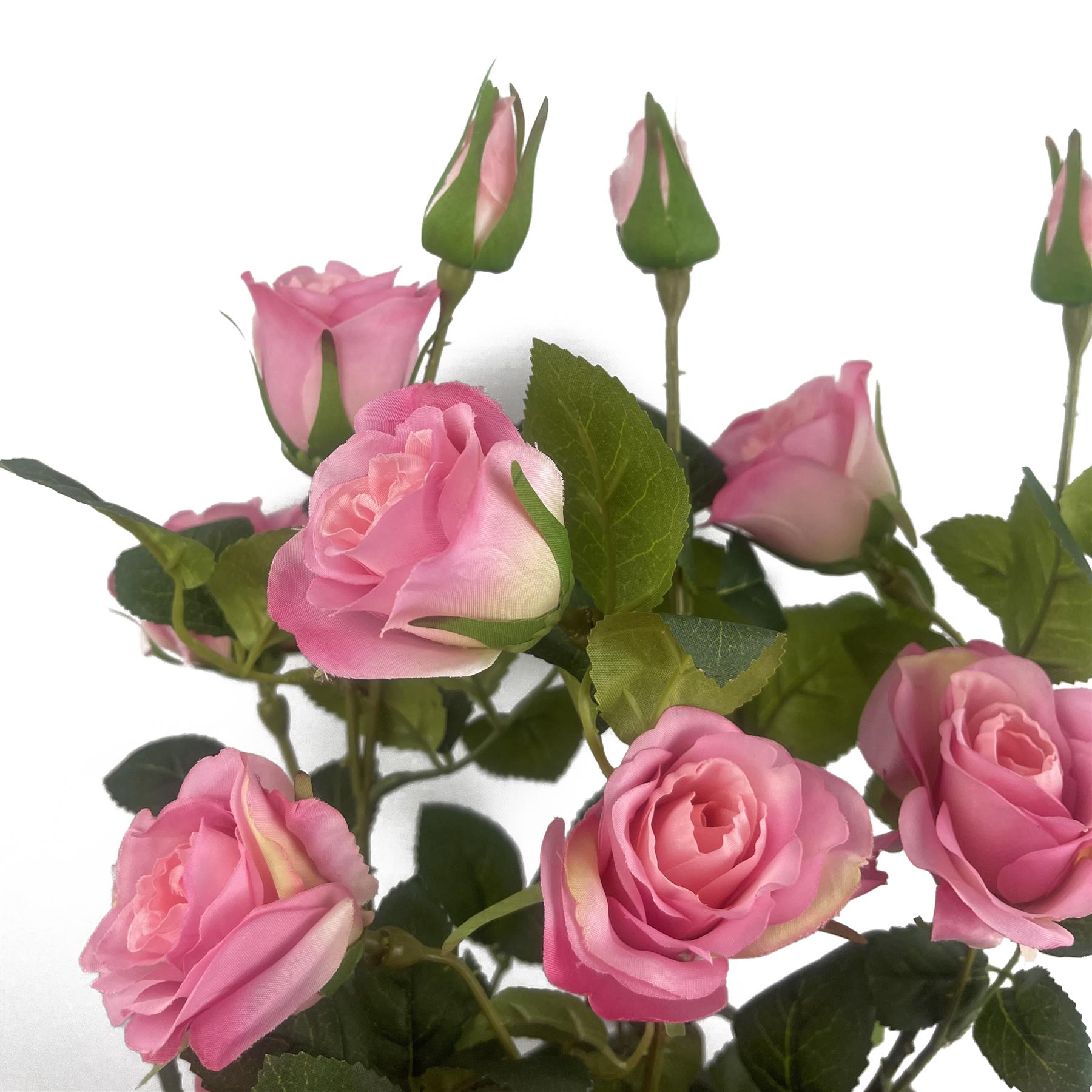 60cm Artificial Premium Rose Bush Pink Silk Flowers and Leaves – image 8