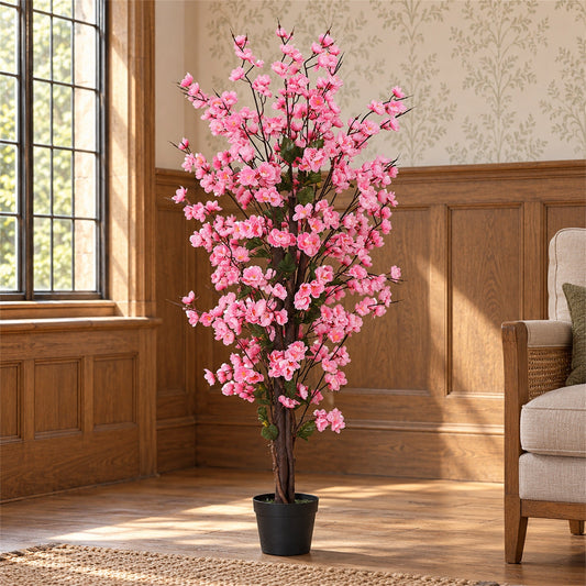 120cm Artificial Cherry Blossom Tree Potted Pink Silk Flowers