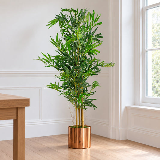 120cm Natural Look Artificial Bamboo Plants Trees with Copper Planter