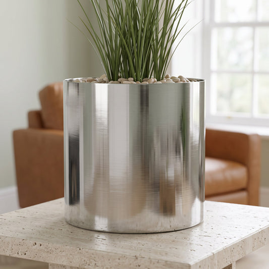 Leaf Planter Plant Pot with Polished Silver Finish 20 x 18cm